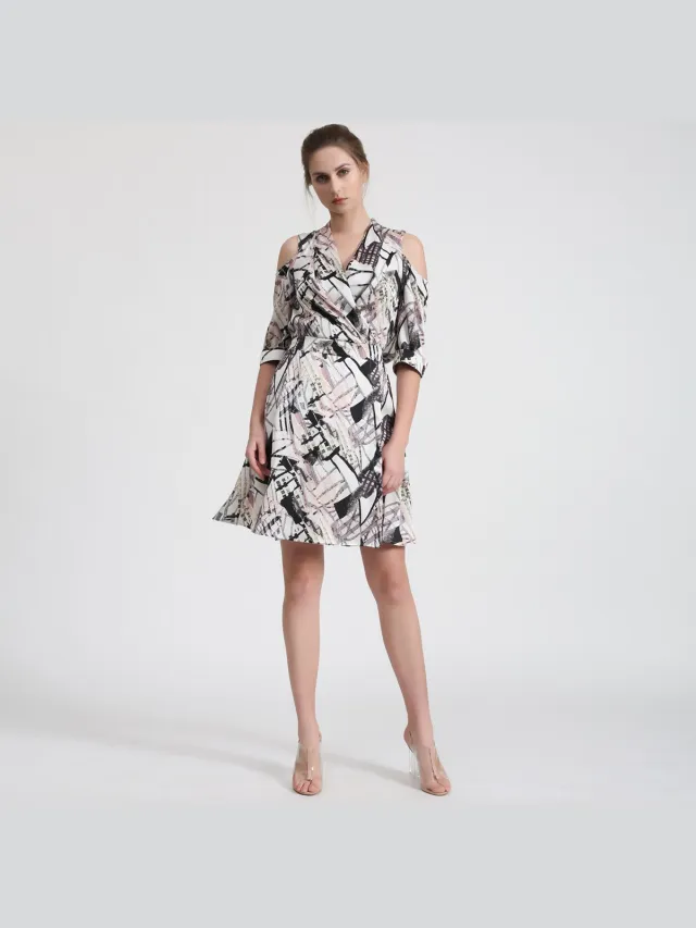 Smart & Joy Geometrische print vleermuismouwen wrap effect -jurk Veelkleurig