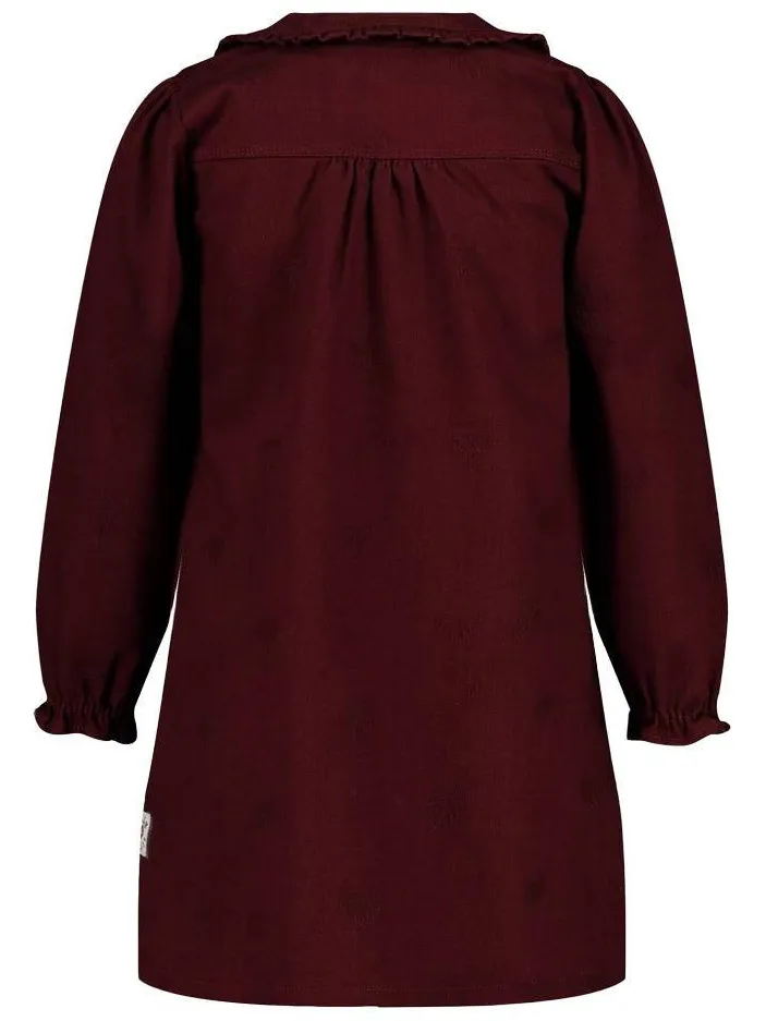 Jubel midi jurk met ruches bordeauxrood, foto 3