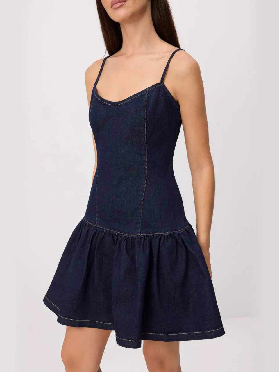 Trendyol TRENDYOLMİLLA Dames Donkerblauw Effen Kort / Mini Mouwloos Skater Jurken marineblauw/blauw, foto 2