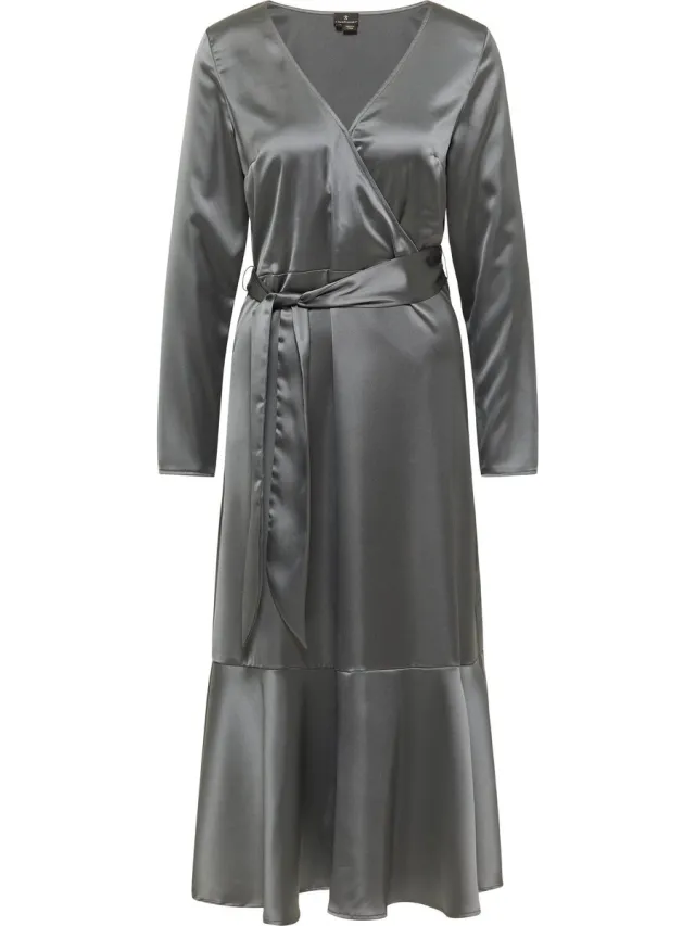 DREIMASTER Blouse jurk grijze olijf
