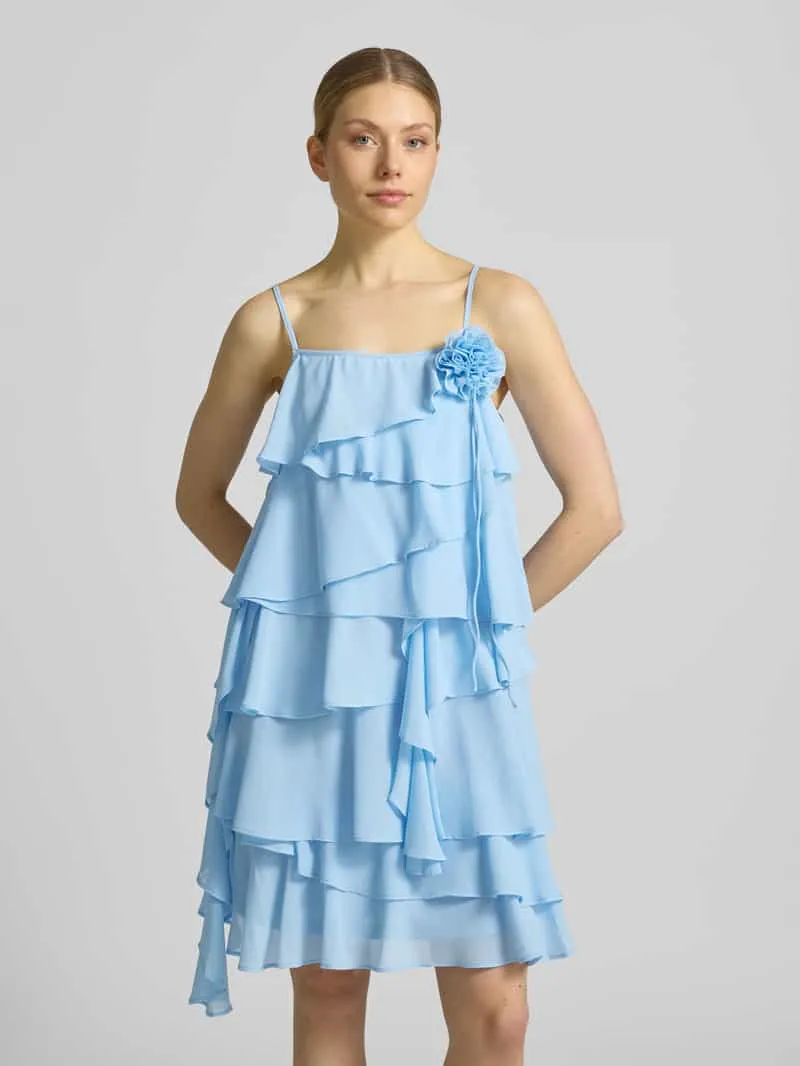 Vero Moda Vloeiende cocktailjurk met volants model 'ALADYN' Lichtblauw