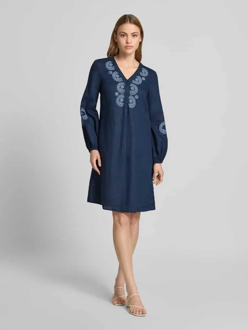 Emily Van den Bergh Knielange tuniekjurk met ajourwerk Marineblauw