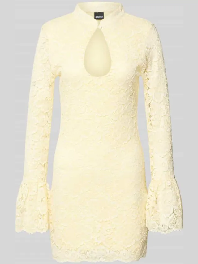 Gina Tricot Slim fit mini-jurk met all-over kant lichtgeel, foto 2
