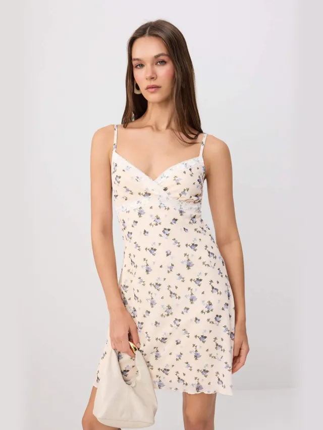 Trendyol TRENDYOLMİLLA Dames Meerkleurig Bloemen Midi Mouwloos Bodycon Jurken Veelkleurig