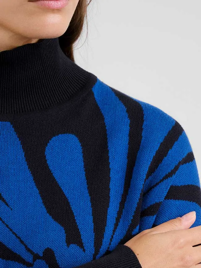 Dedicated dames vegan Jurk Nikkala Big Flower Zwart Blauw, foto 2