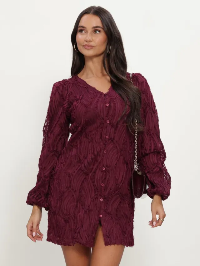Object Dames Jurken Objlucie Luka L/s Re Dress 147 Div - Bordeaux