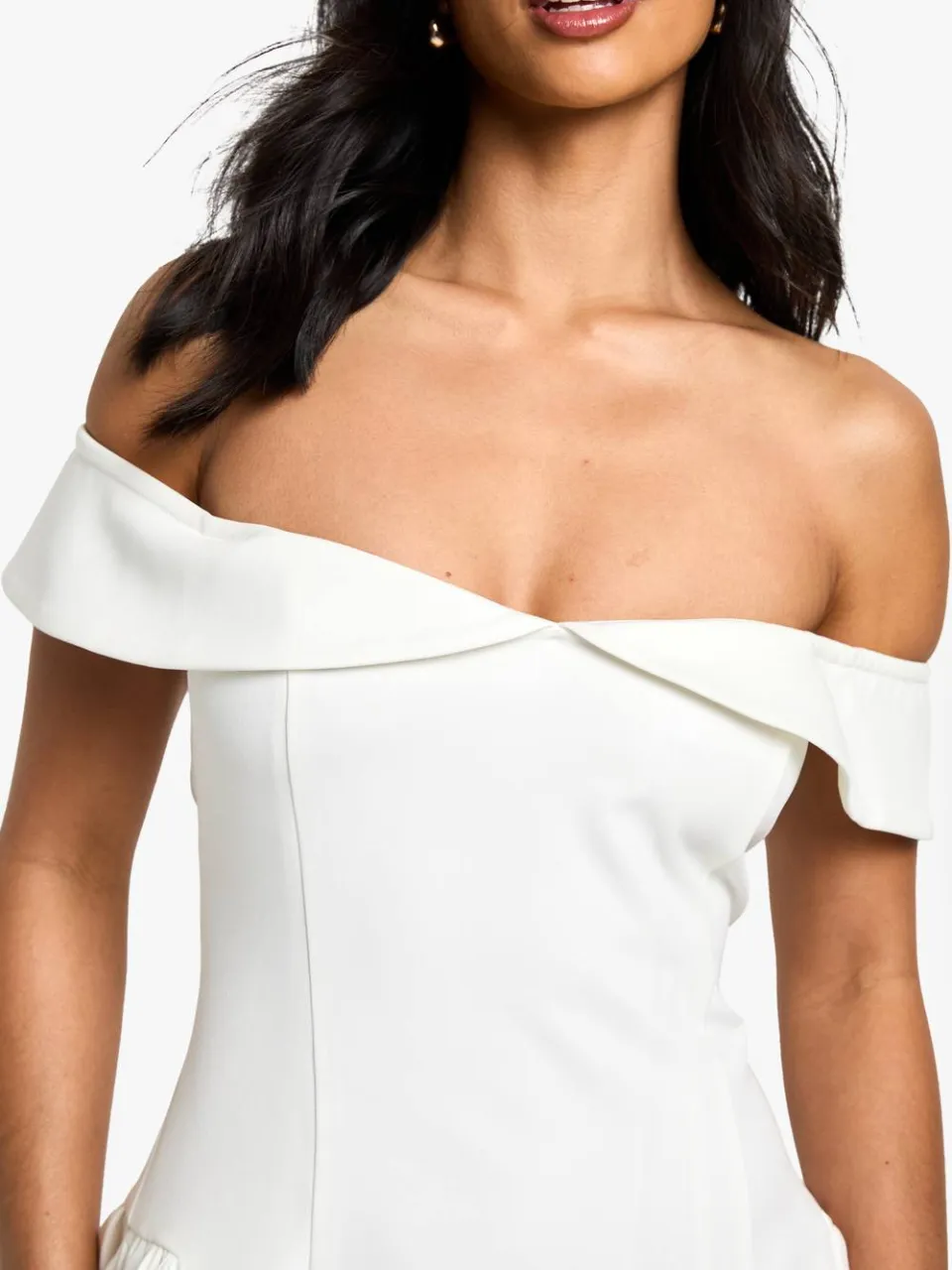 boohoo Dames Petite Bardot Omklap Skater Jurk ivoor, foto 4