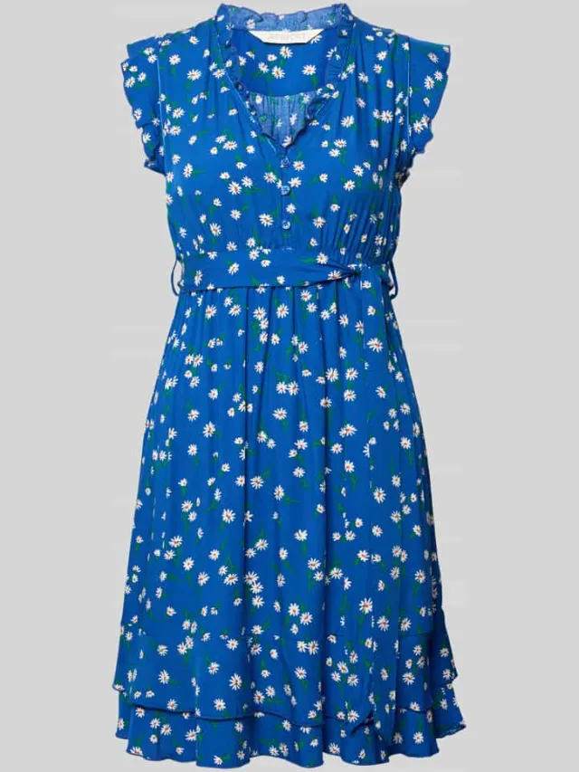 Apricot mini-jurk van viscose met strikceintuur blauw, foto 2