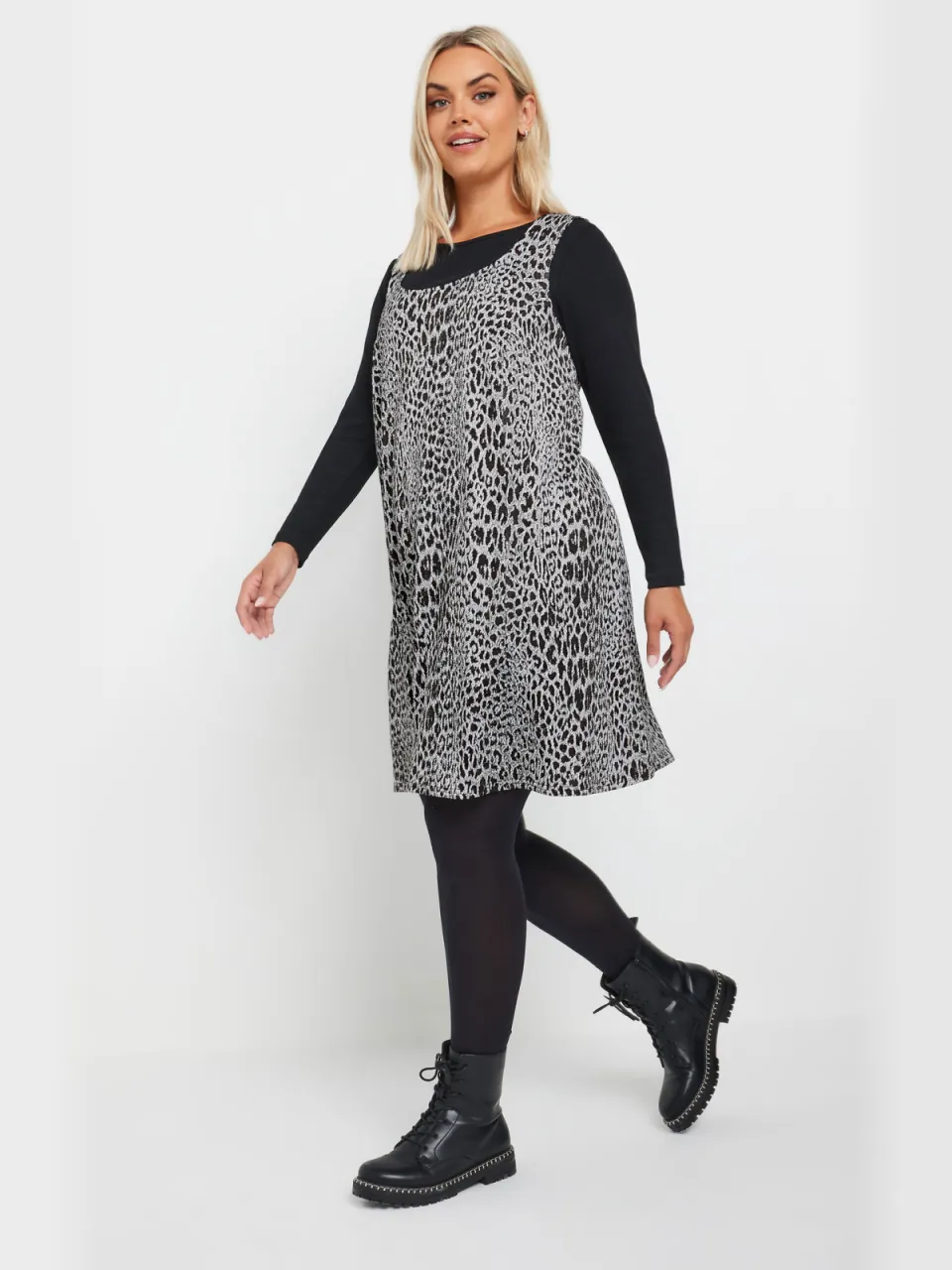 Yours Overgooierjurk Met Luipaardprint In Grijs, foto 3