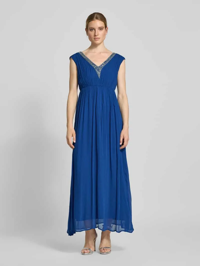 GUIDO MARIA KRETSCHMER WOMAN Avondjurk met siersteentjes en pailletten, model 'Melissa' Donkerblauw