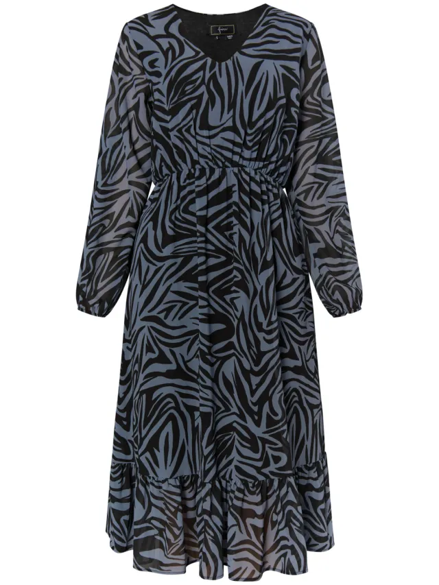 Faina Jurkje met zebraprint Dames grijs/zwart, foto 2