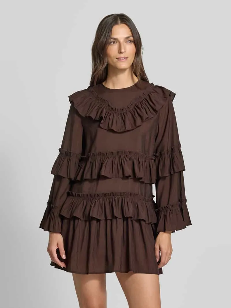 Yas Mini-jurk van viscosemix model 'RIMONE' Donkerbruin