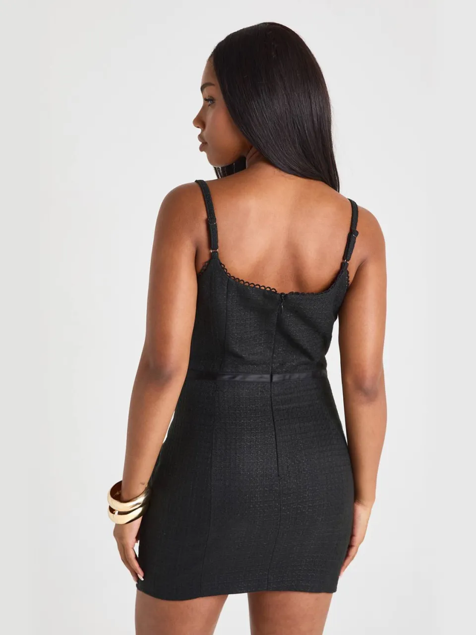 boohoo Dames Boucle Bow Detail Mini Jurk zwart, foto 3