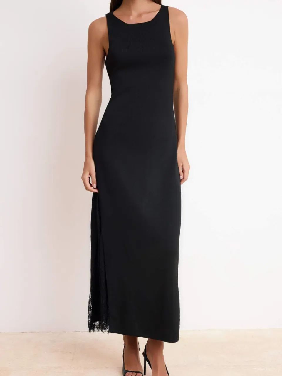 Trendyol TRENDYOLMİLLA Dames Zwart Effen Maxi Mouwloos Stijlvol/Avond Bodycon Jurken, foto 2