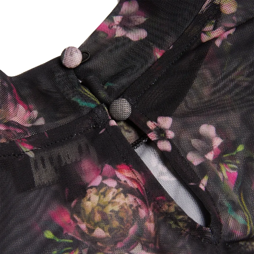 Ted Baker Avetta Mini-jurk Met Lange Mouwen, Bloemenprint En Zwarte Mesh, foto 2