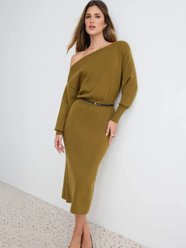 Trendyol TRENDYOLMİLLA Dames Groen Effen Maxi Lang Bodycon Jurken