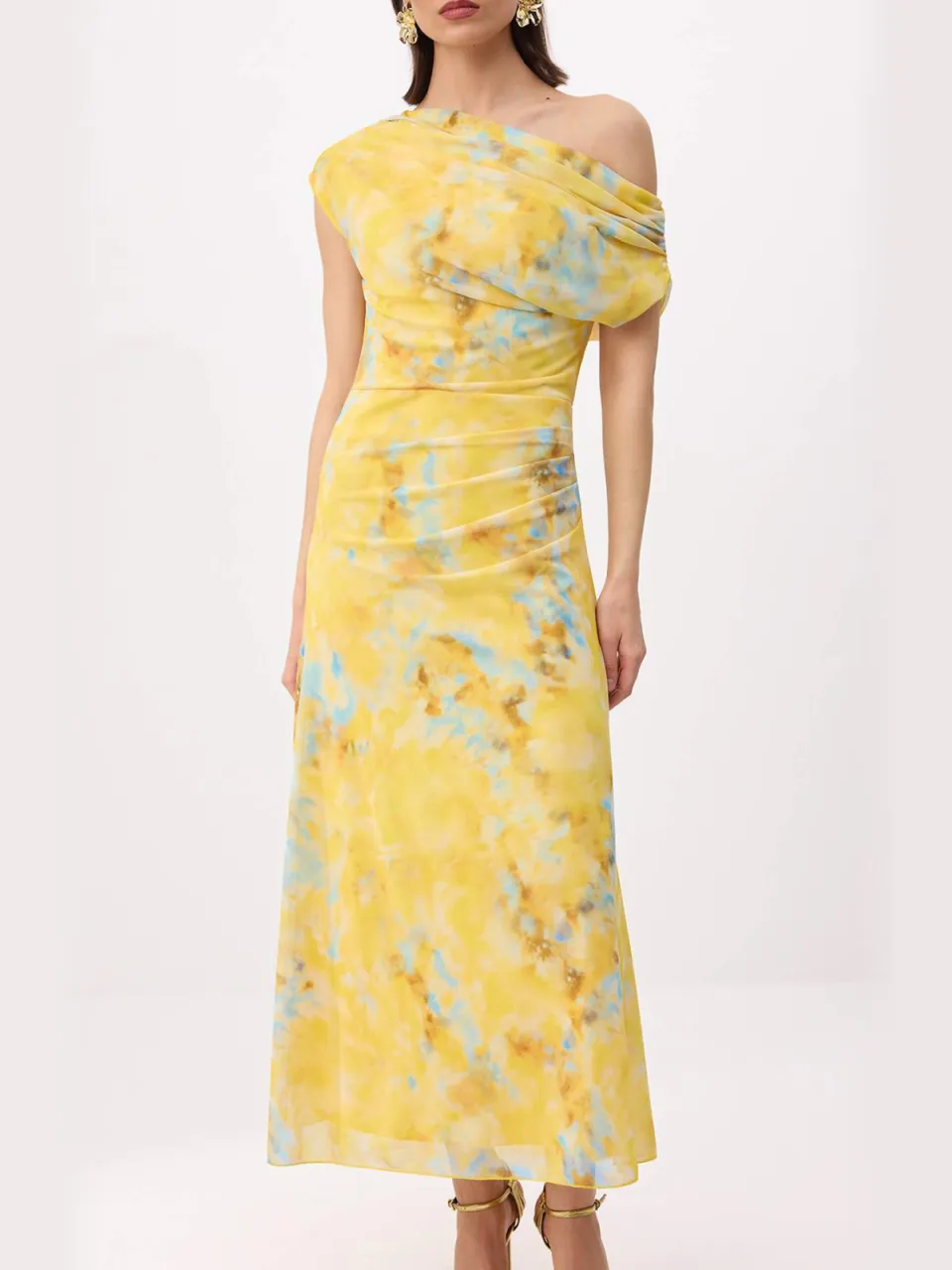 Trendyol TRENDYOLMİLLA Dames Geel Bloemen Maxi Mouwloos Stijlvol/Avond Bodycon Jurken, foto 2