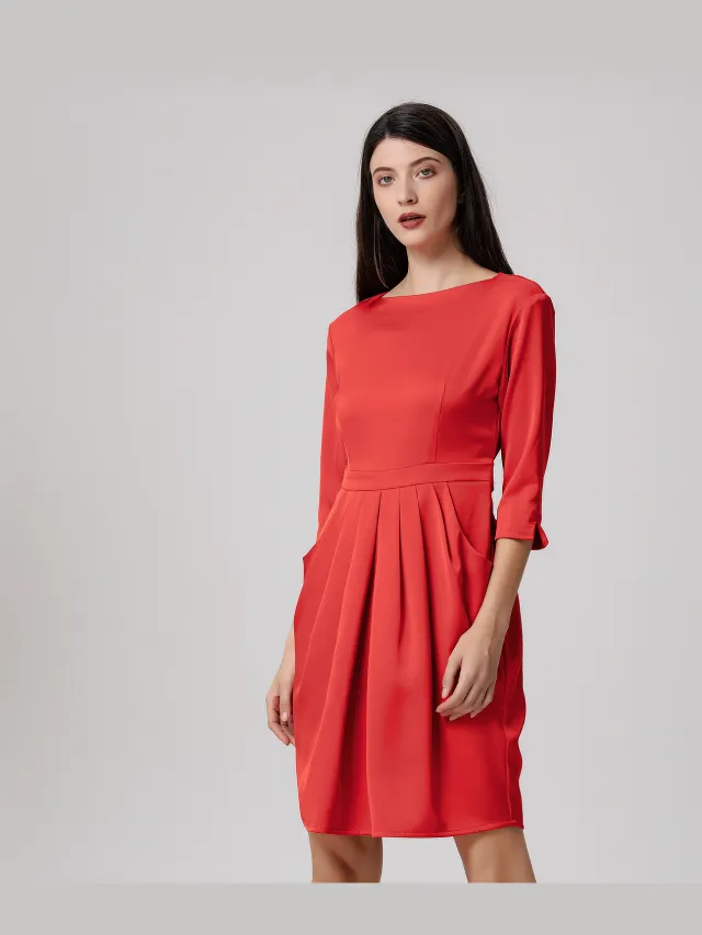 Smart & Joy Jurk met plooien en plooien rood, foto 2