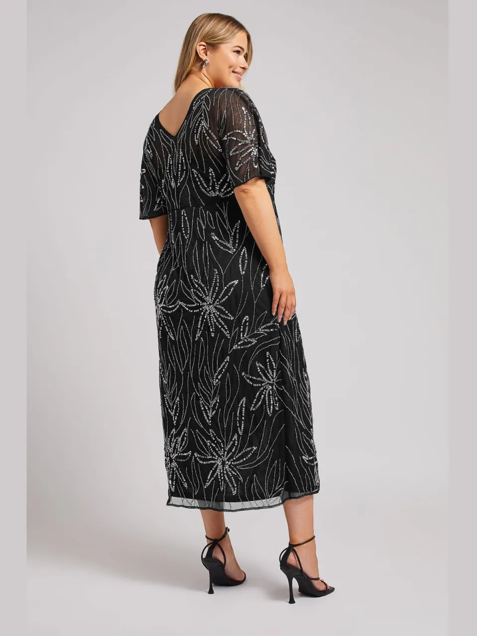 Luxe: Ultimate Embellishment Luxe Maxiwikkeljurk Met Bloemontwerp Met Pailletten In Zwartsize 54-56, foto 3