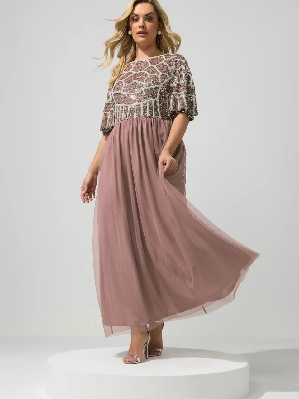 Luxe: Ultimate Embellishment Luxe Maxijurk Met Roze Versieringsize 54-56, foto 2