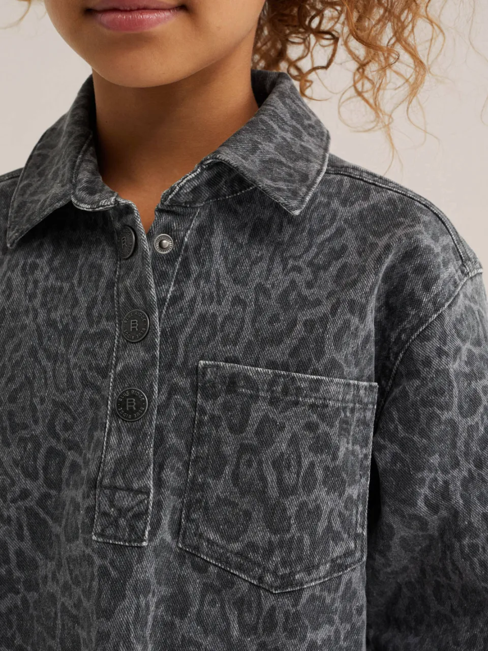 WE Fashion Blue Ridge spijkerjurk met panterprint grijs, foto 6