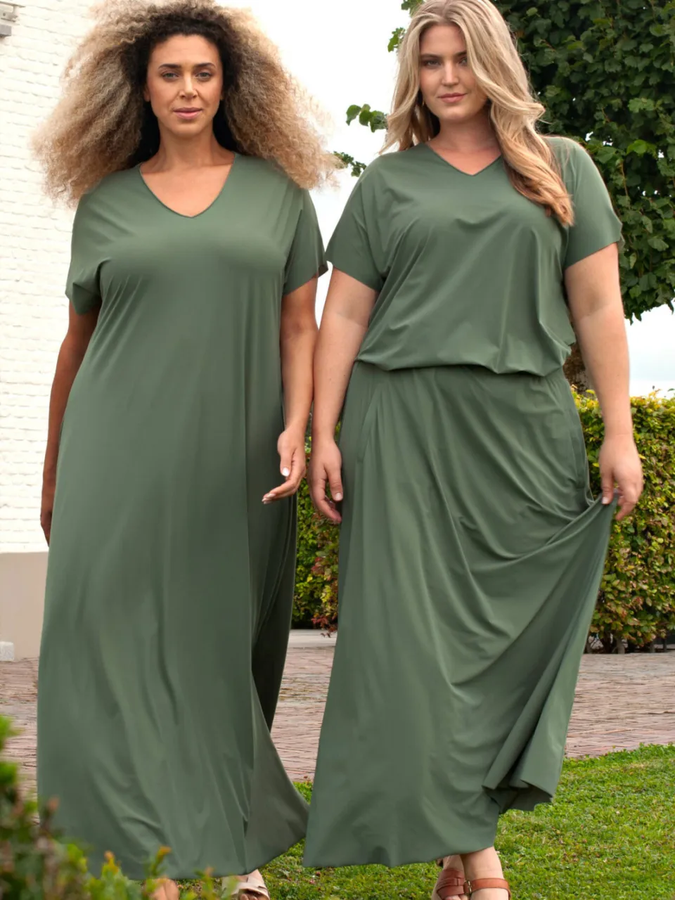 Plus Basics A-lijn jurk groen