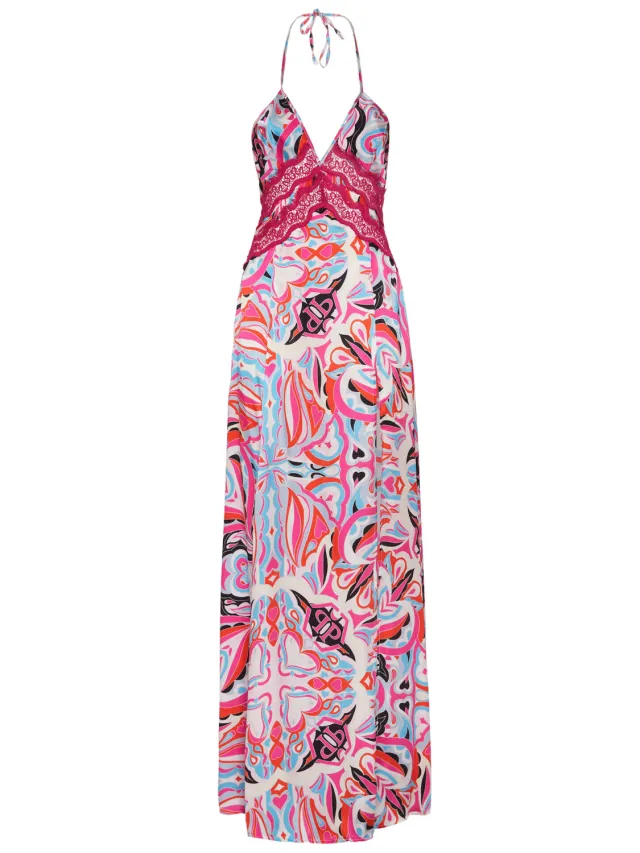 Philipp Plein Lange Jurk Colorful Circus fuchsia, foto 2