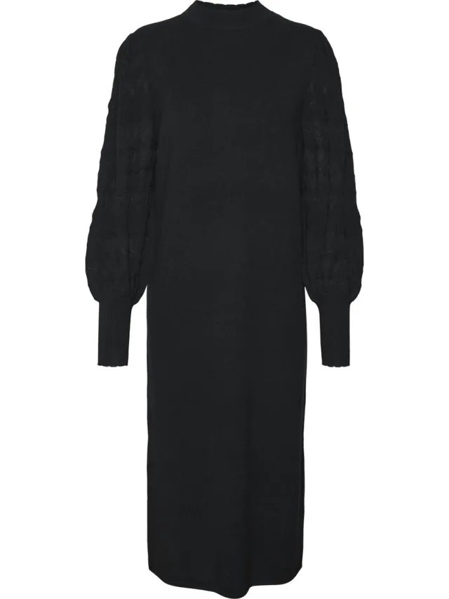 Vero Moda VMLIMONE LS HIGHNECK CALF DRESS GA BOO - Dames - Maxi jurken zwart