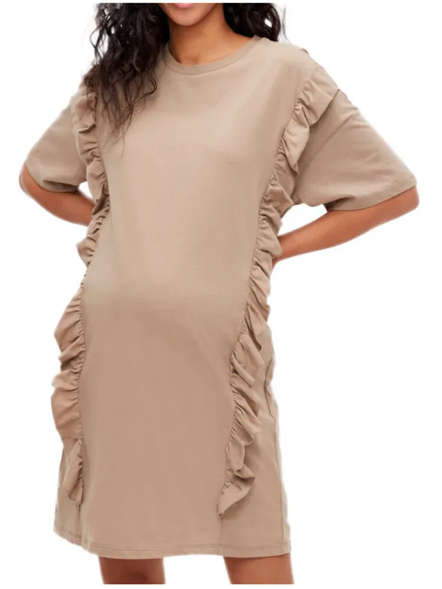 Mamalicious Korte Jurk Mamalicious Kaisy Vita Beige