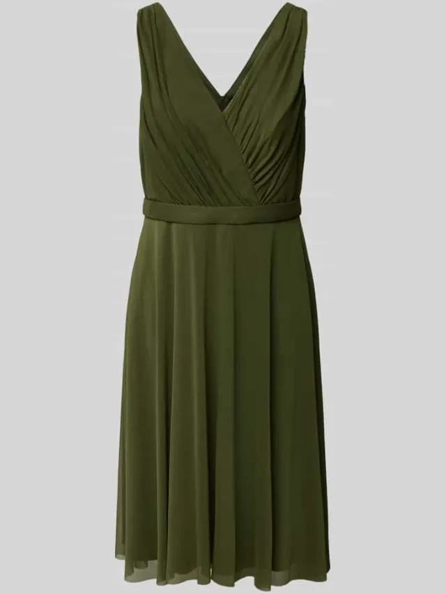 TROYDEN COLLECTION Cocktailjurk met V-hals olijfgroen, foto 2