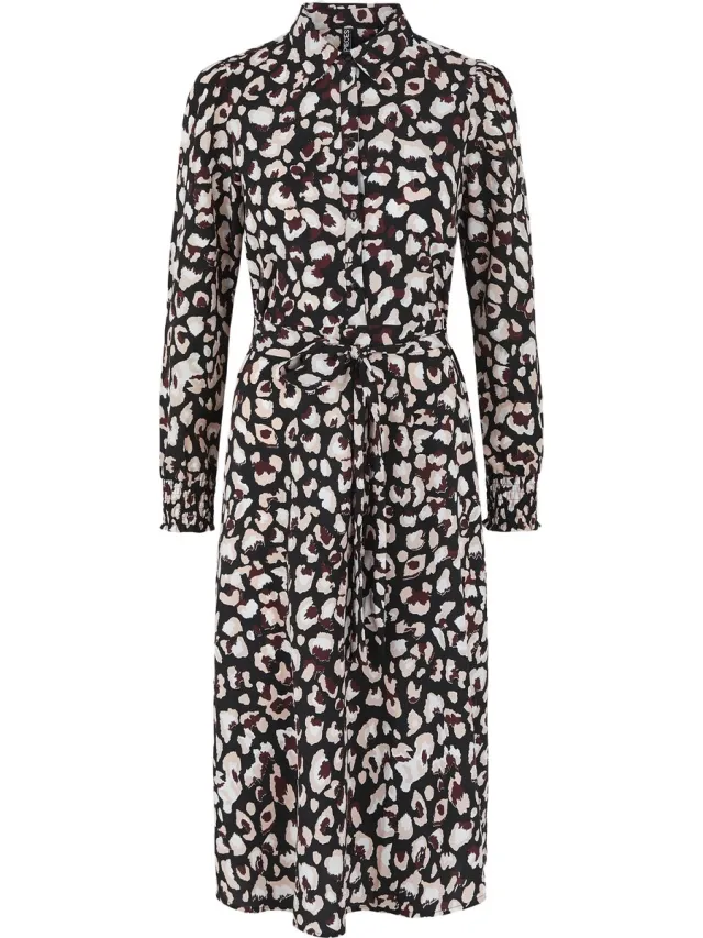 Pieces PCFALISHI LS MIDI SHIRT DRESS BF BC Dames Jurk Zwart