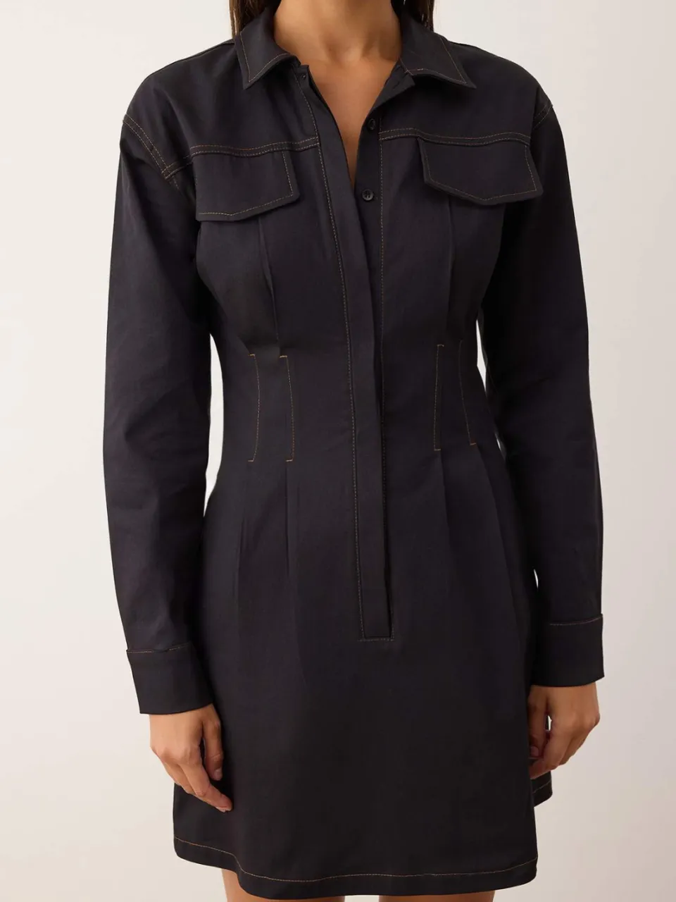 Trendyol TRENDYOLMİLLA Dames Donkerblauw Effen Kort / Mini Lang Casual A-lijn Jurken marineblauw/blauw, foto 2