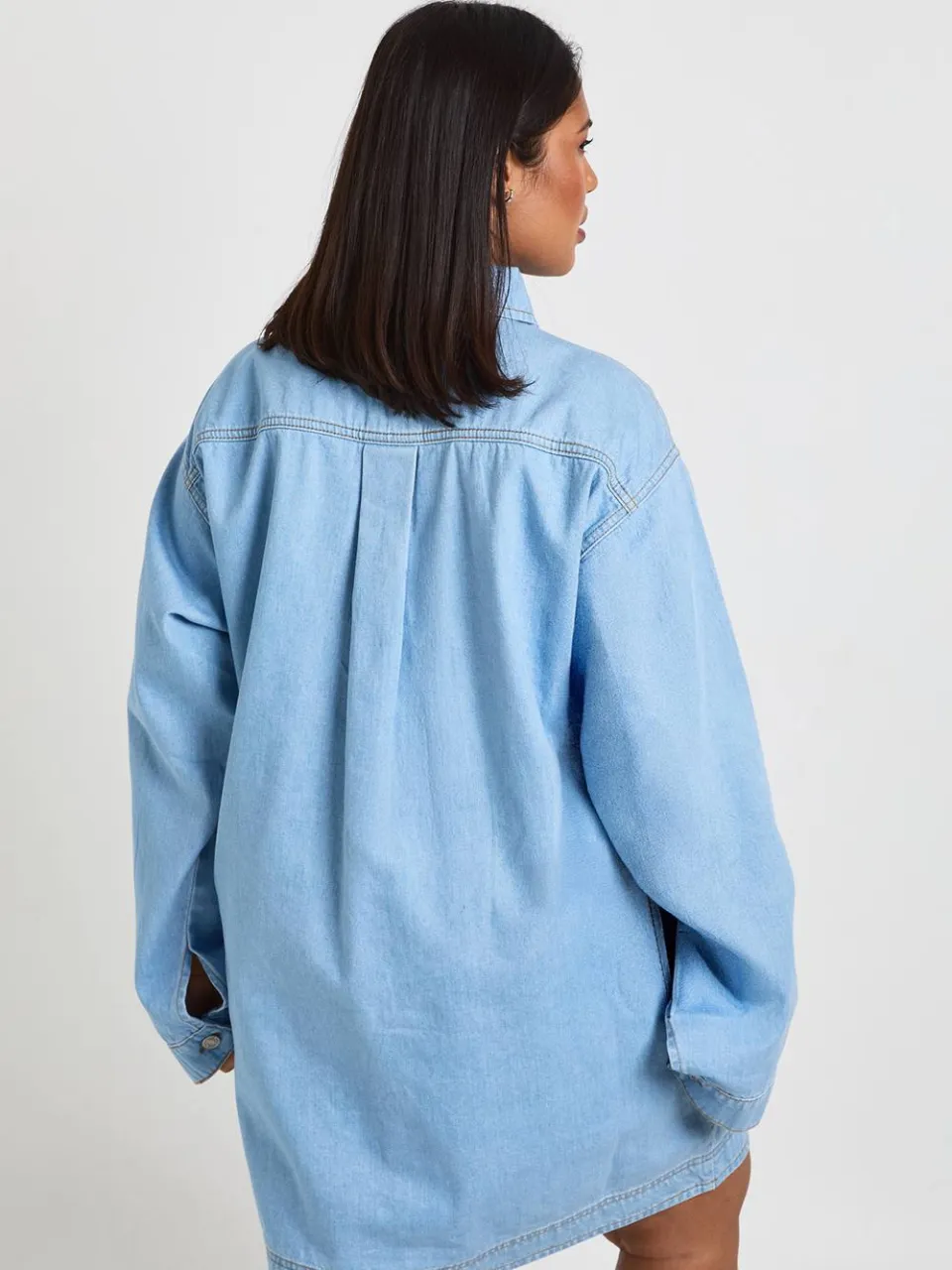 boohoo Dames Plus Denim Rits Shift Jurk, foto 2