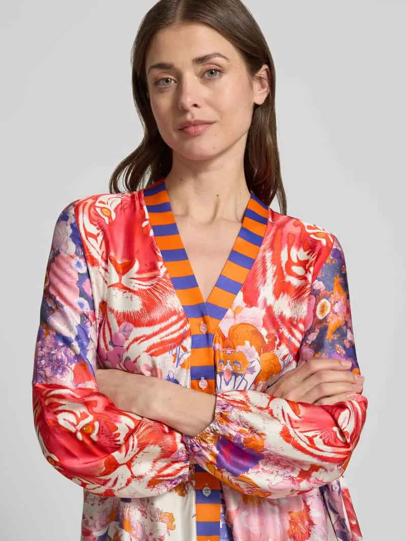 miss goodlife midi-jurk van viscose met V-hals model 'Wild Flower' rood, foto 4