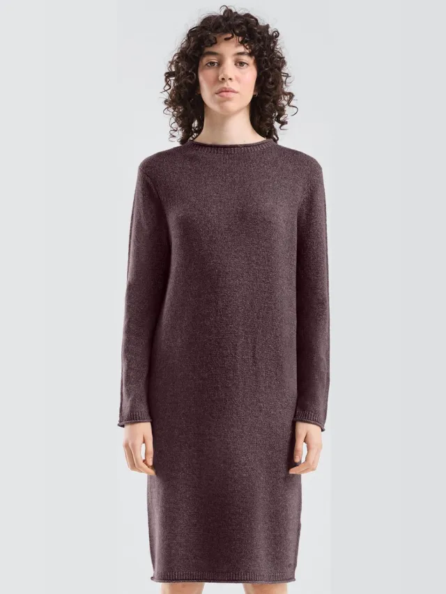 QS female - Gebreide jurk met vlekken aubergine