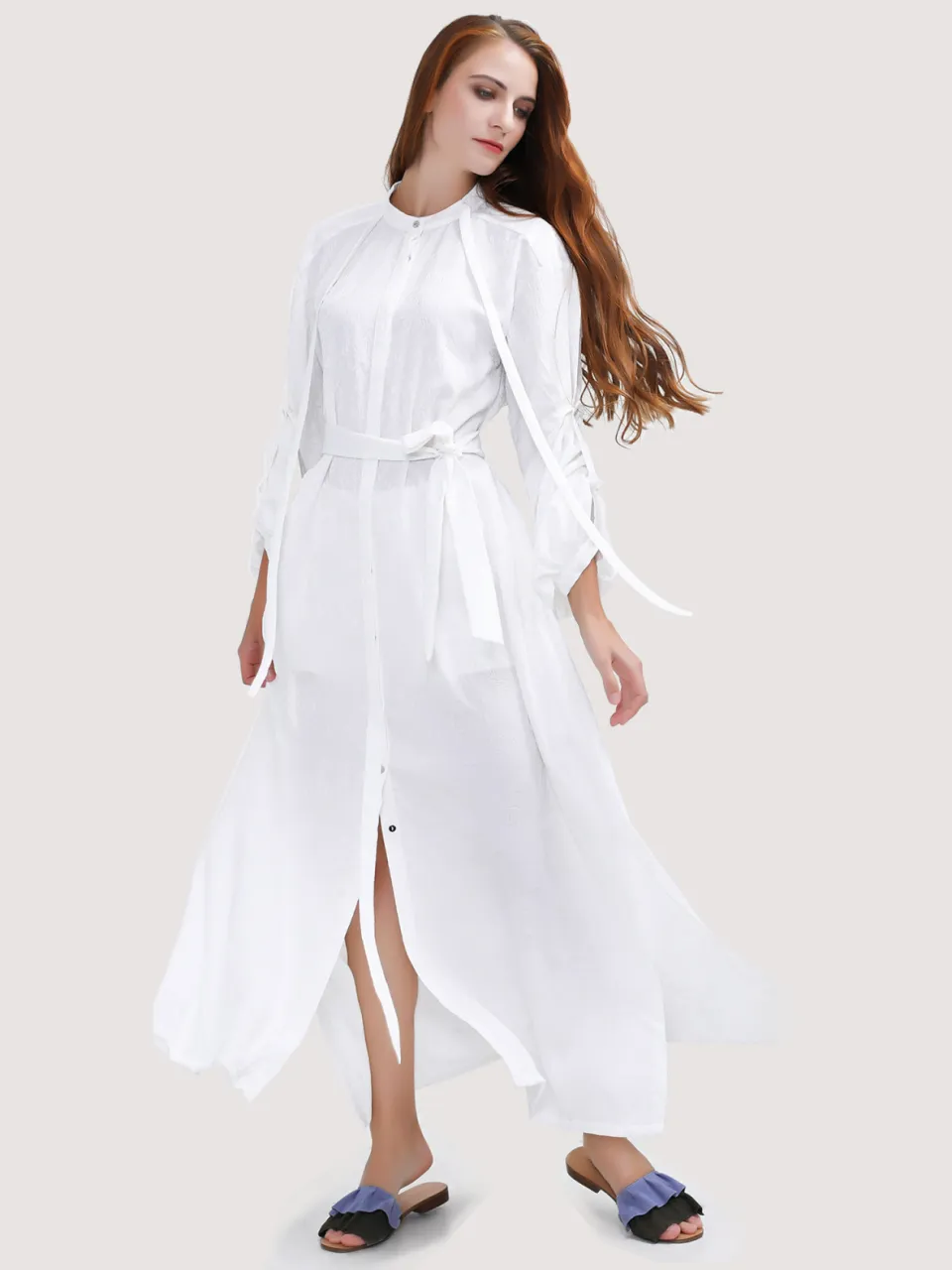 Smart & Joy Lange gestructureerde shirt-jurk wit, foto 2