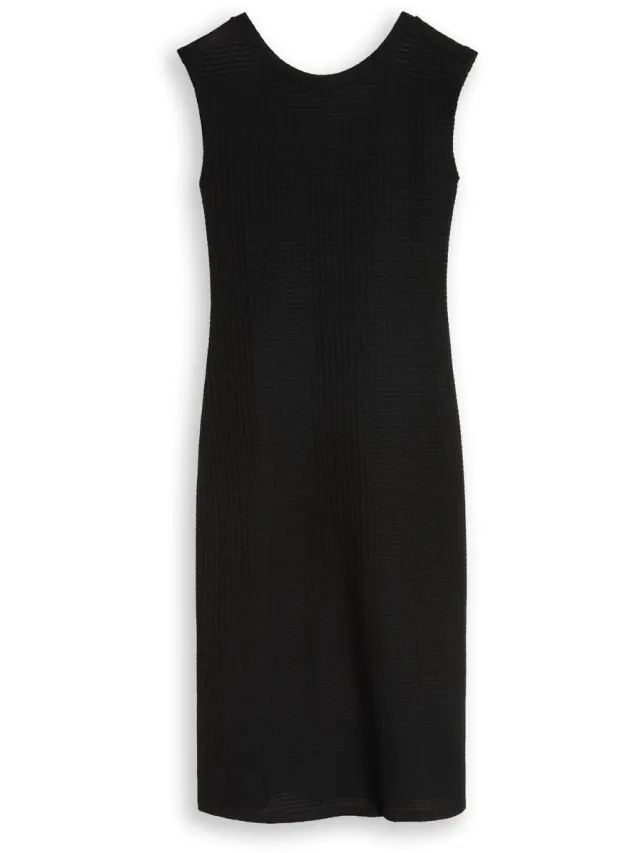 Tom Tailor Denim - Getailleerde jacquard midi-jurk - deep black