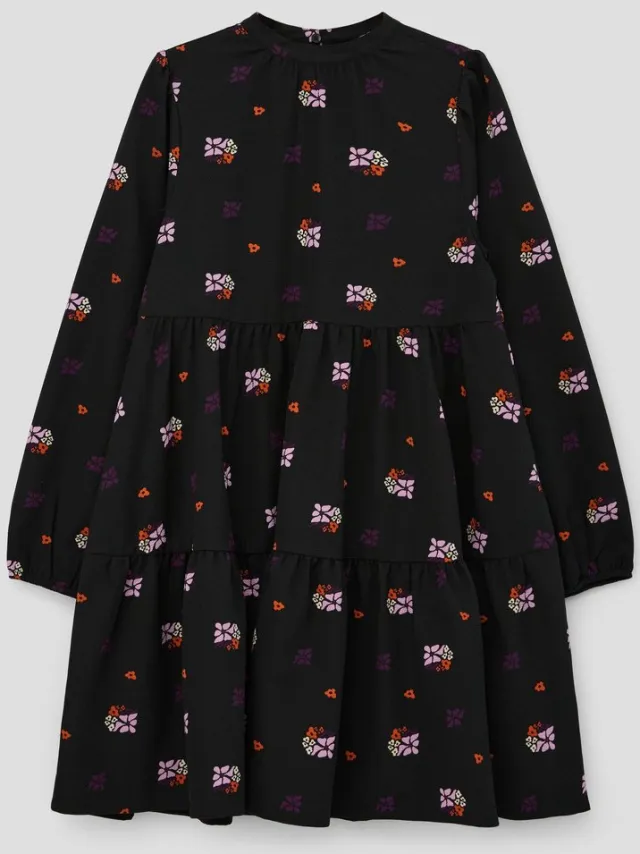 S.Oliver female - Crêpe jurk met rimpels zwart
