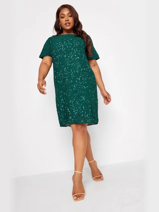 Luxe: Ultimate Embellishment Luxe Shiftjurk Met Versiering & Capemouwen In Bosgroensize 48 Green