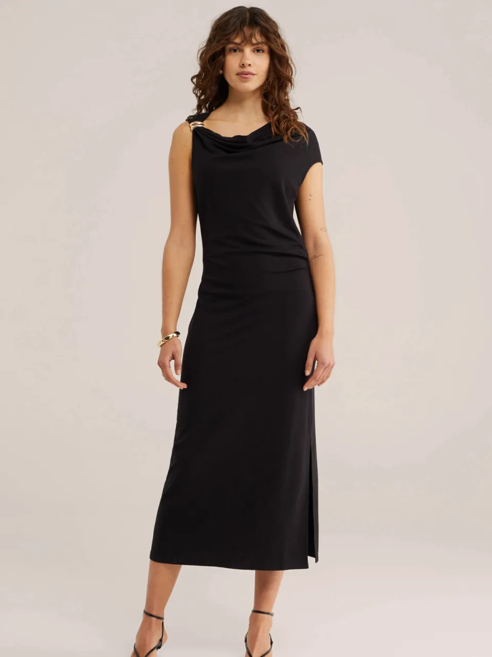 WE Fashion off shoulder jurk - zwart
