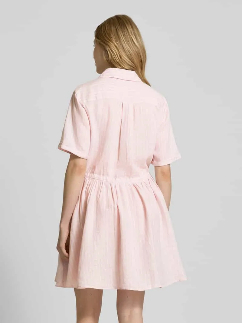 Tommy Hilfiger Uitlopende overhemdjurk van puur linnen roze, foto 4