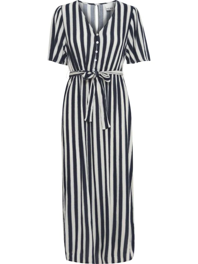 Ichi IHMARRAKECH AOP DR17 Dames Jurk Total Eclipse Stripe Aop