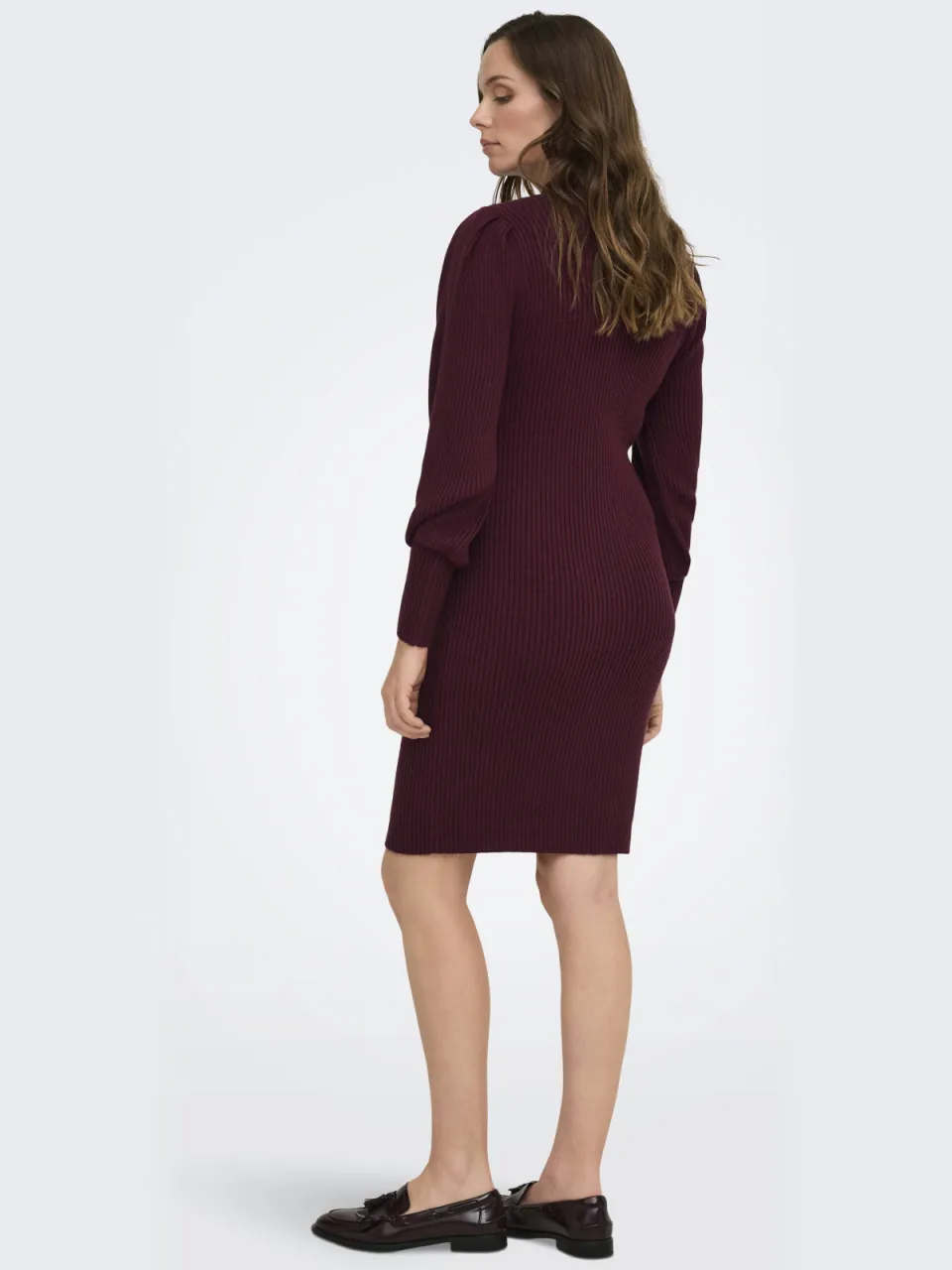 Only Maternity gebreide zwangerschapsjurk donkerrood, foto 5