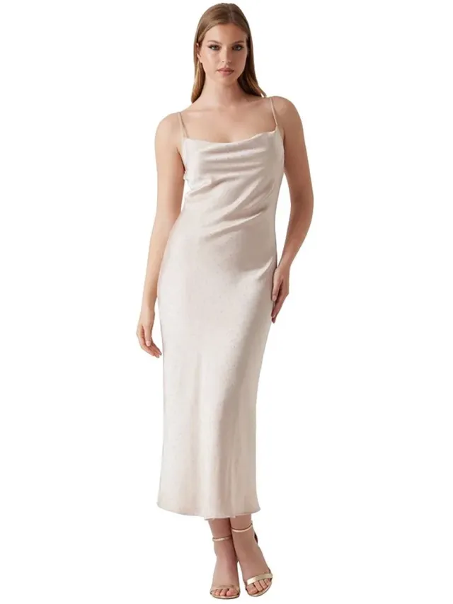 Guess W6rk50wj732 Mouwloze Midi-jurk Beige XL Vrouw Summer Clay Multicolor