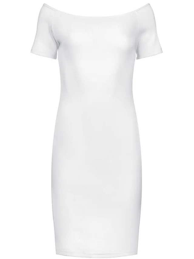 Conquista Witte Off-Shoulder Nauwsluitende Jurk