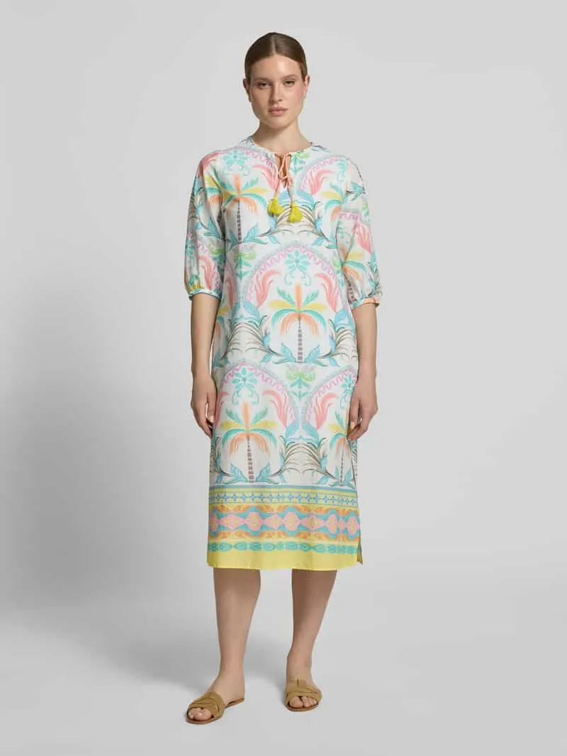 Emily Van den Bergh relaxed fit midi-jurk met druppelvormige hals Offwhite