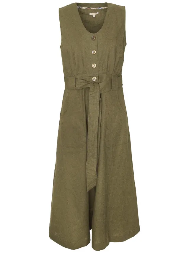 Barbour Jurk Rutherglen Midi Khaki