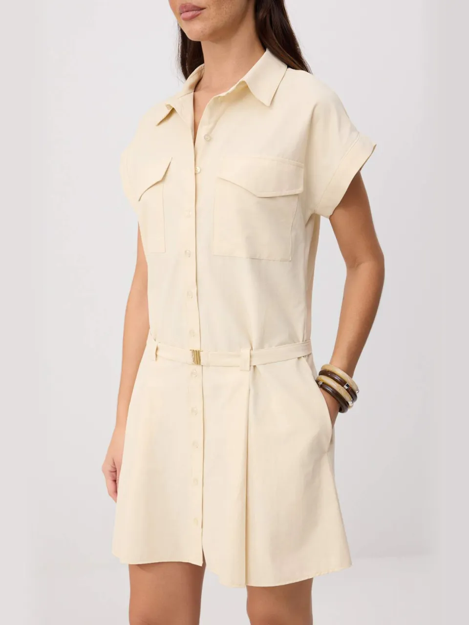 Trendyol TRENDYOLMİLLA Dames Beige Effen Kort / Mini Kort Blousejurk Jurken, foto 2