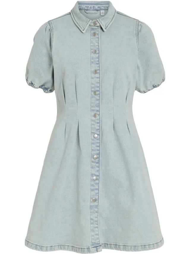 Vila VISOL 2/4 PUFF SLEEVE DENIM DRESS/LN - Dames - Mini jurken Light Blue Denim