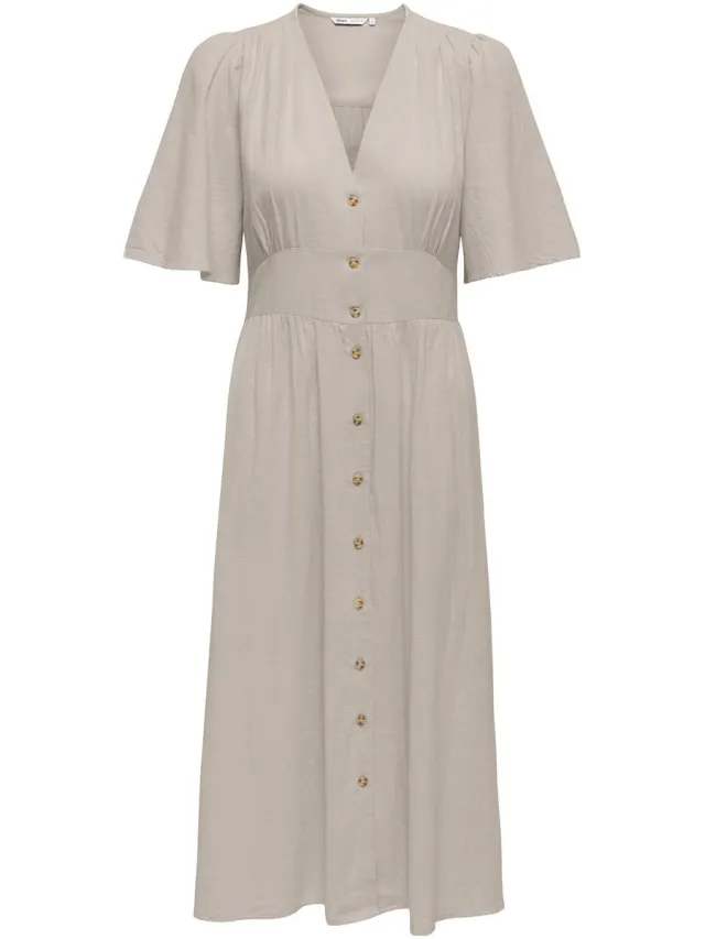 Only ONLTIZANA 2/4 MIDI DRESS WVN NOOS Dames Jurk Silver Lining